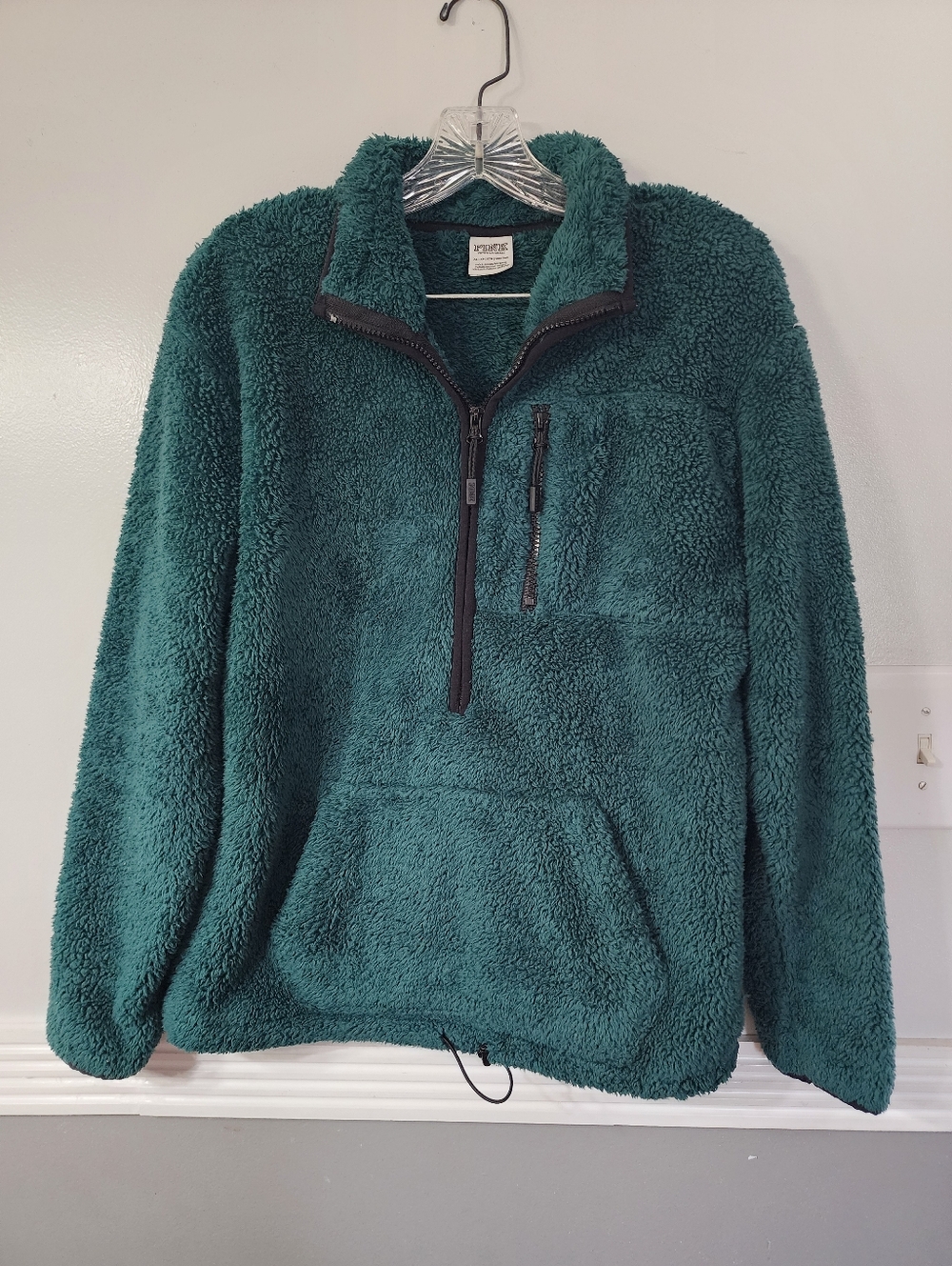 Victoria's Secret PINK Plush Half-Zip Sherpa Pullover - Dark Green